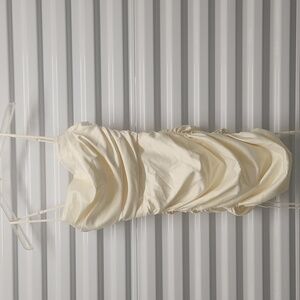 Oh Polly Cream Corset Bodice Satin Ruched Mini Dress Sz S